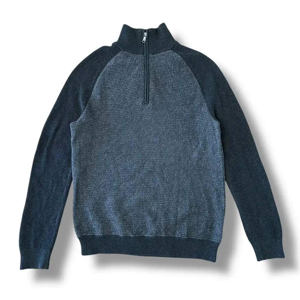 Banana Republic Men’s Charcoal & Dark Gray Half Zip Mock Neck Sweater Size L‎